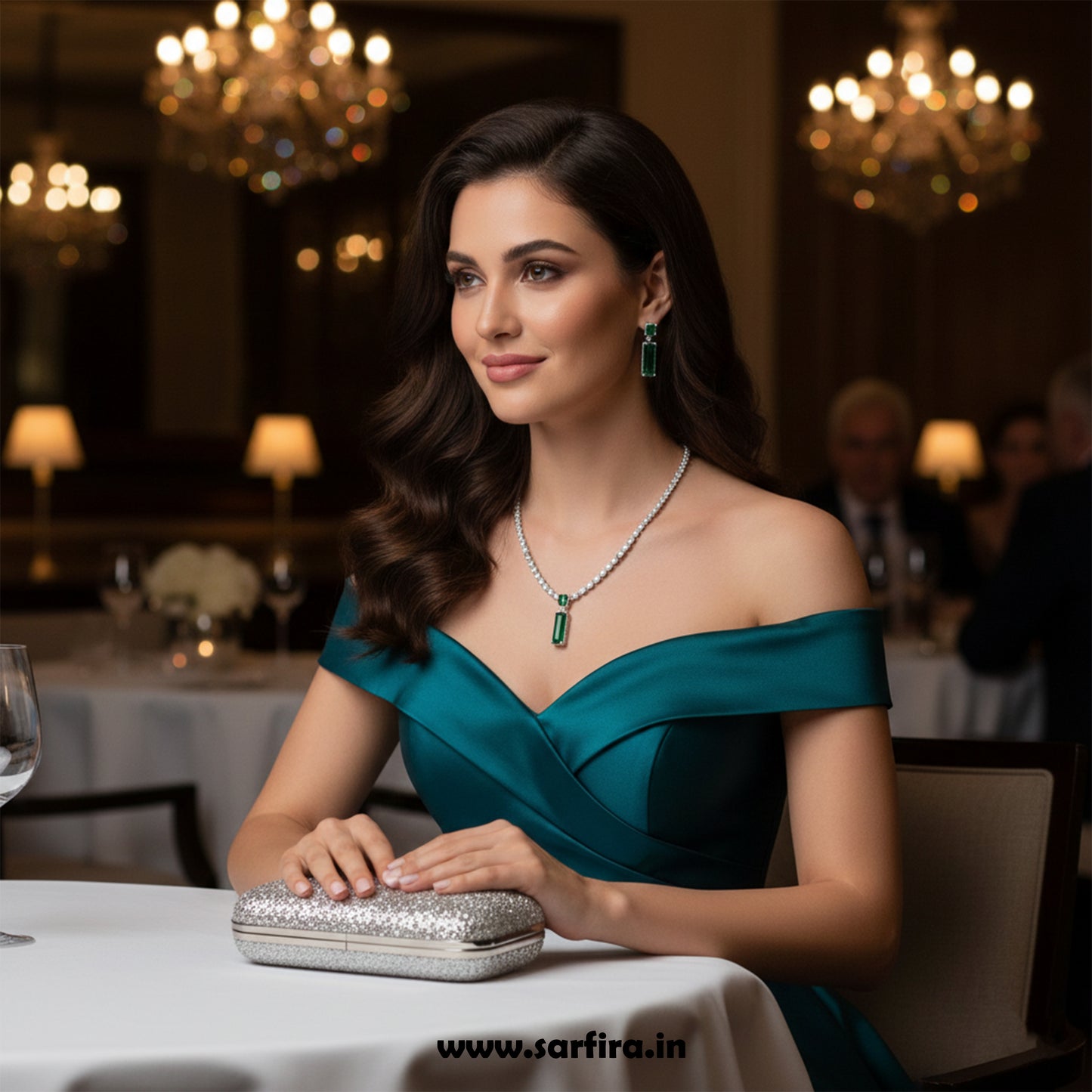 Green Stone Rectangle Shape Necklace