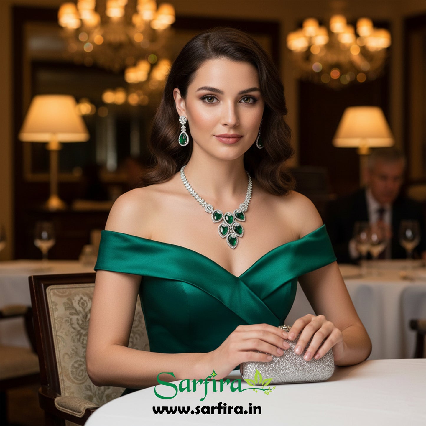Green Crystal Bridal Necklace Set for Women – Wedding & Party Jewelry