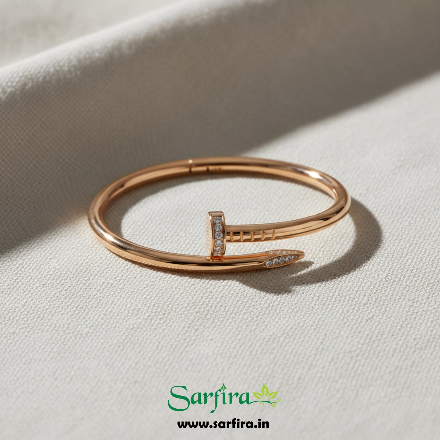 Gold CZ Studded Nail Kada Bracelet