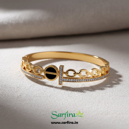 Black Enamel Link Kada Bracelet