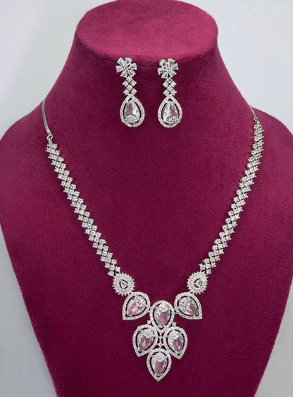 White Crystal Bridal Necklace Set for Women – Wedding & Party Jewelry