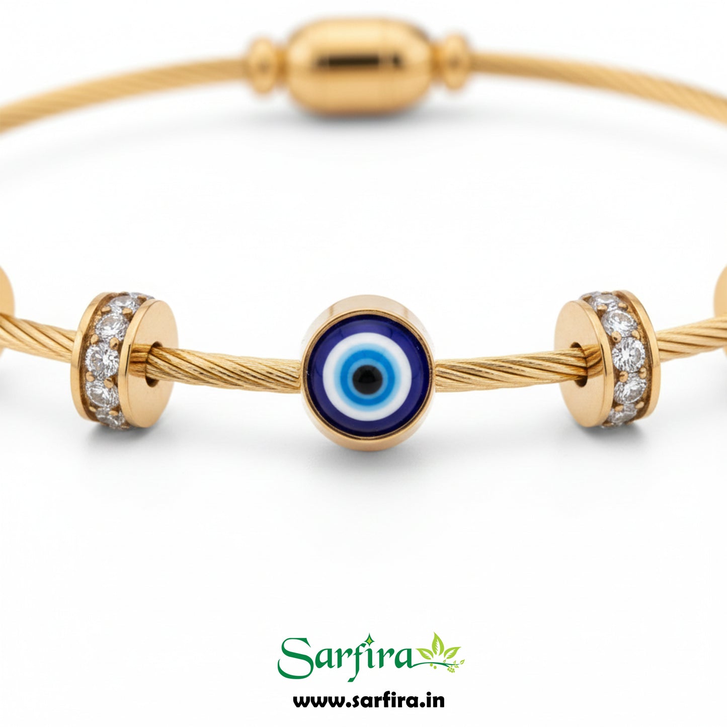 Evil Eye Beaded Cable Kada Bracelet