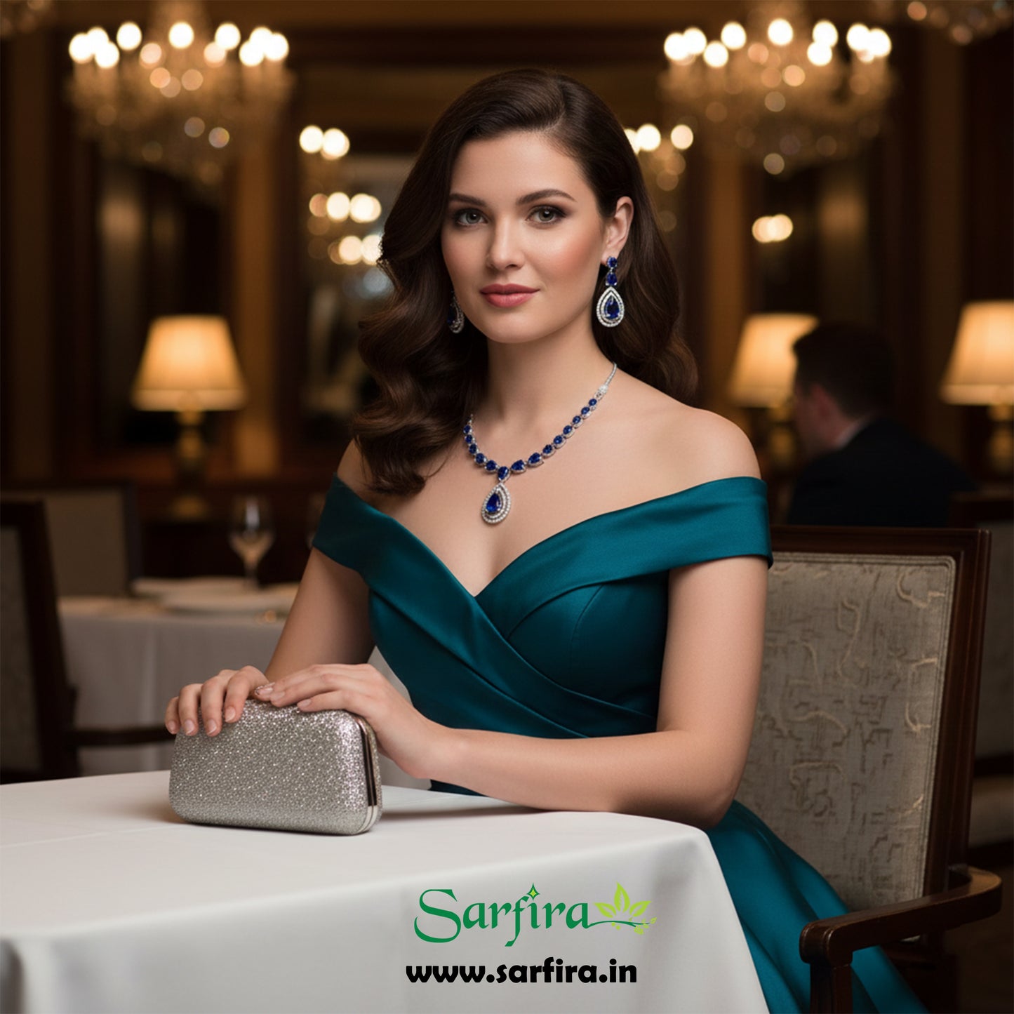 Simple Blue Stone Party & Bridal Necklace