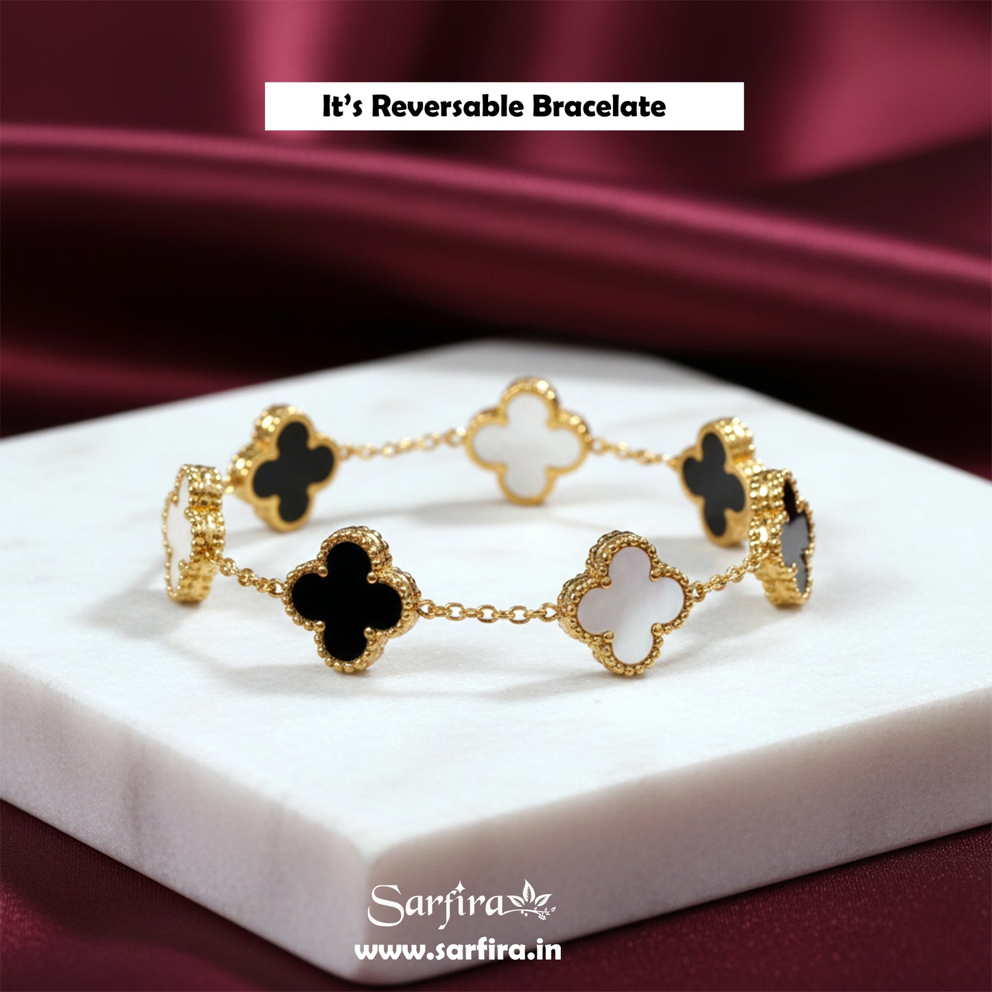 Black & White Flower Station Bracelet
