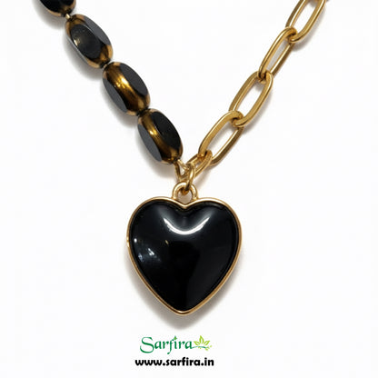 Two Side Black & Gold Heart Bracelet