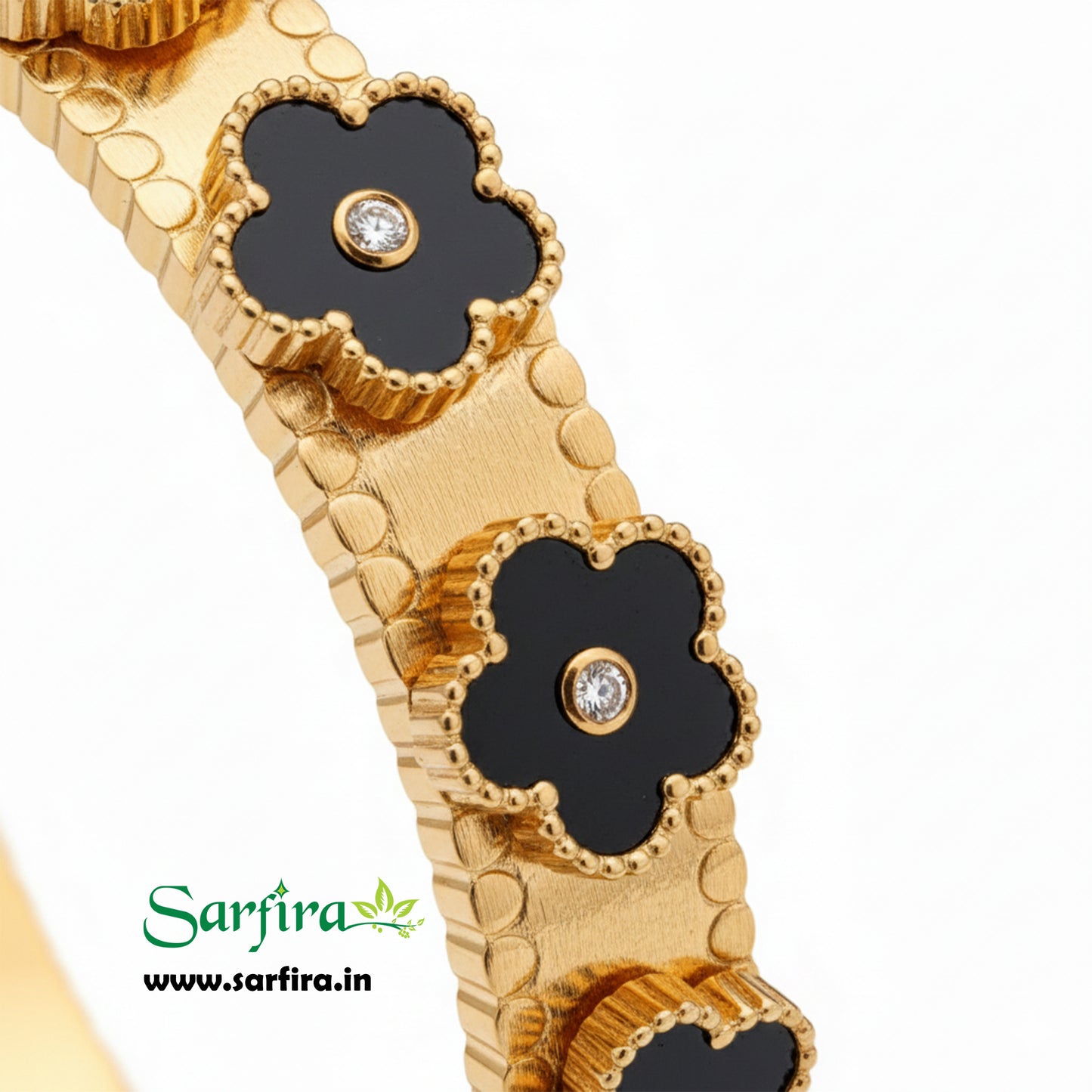 Black Flower Kada Bracelet