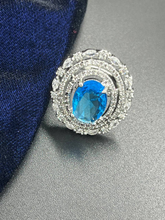 Blue Oval Stone Finger Ring