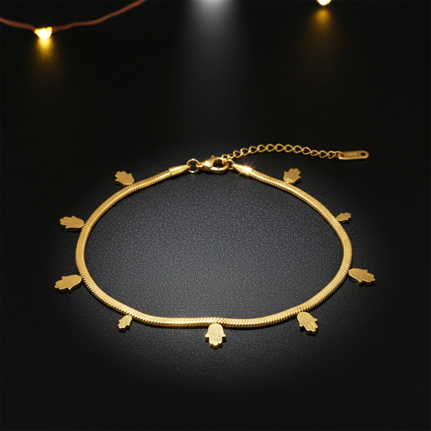 Hamsa Charm Snake Chain Bracelet