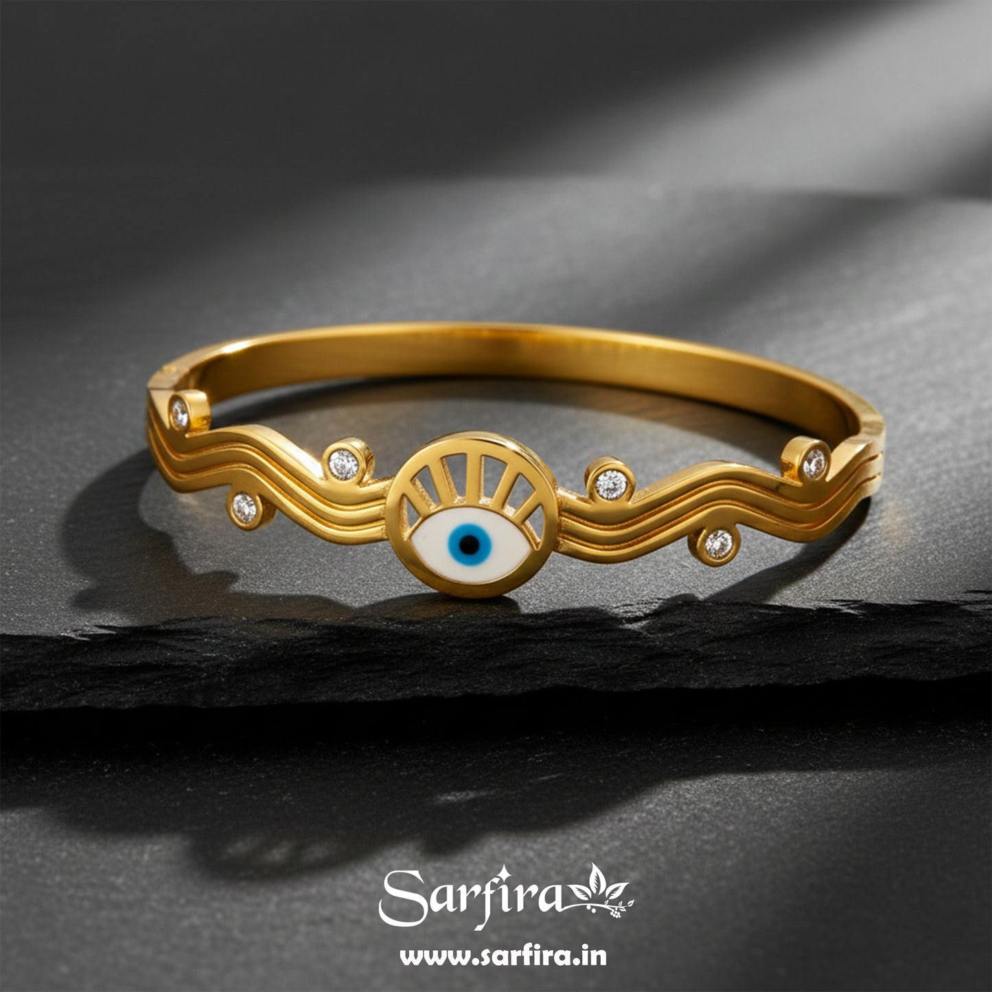 Evil Eye Wavy Kada Bracelet