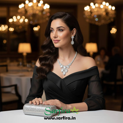 White Crystal Bridal Necklace Set for Women – Wedding & Party Jewelry