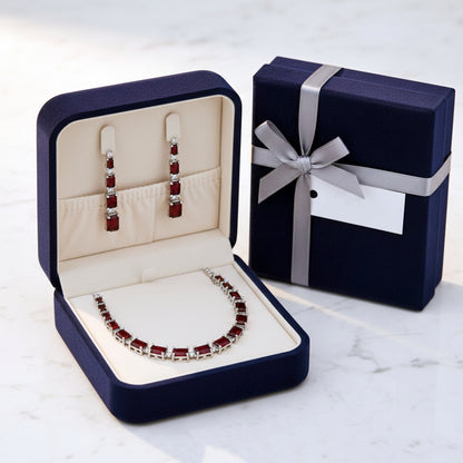 Red Stone Large Drop Party Wear & Bridal Necklace