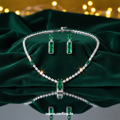 Green Stone Rectangle Shape Necklace
