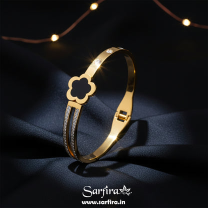Black Flower Split Band Kada