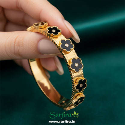 Black Flower Kada Bracelet