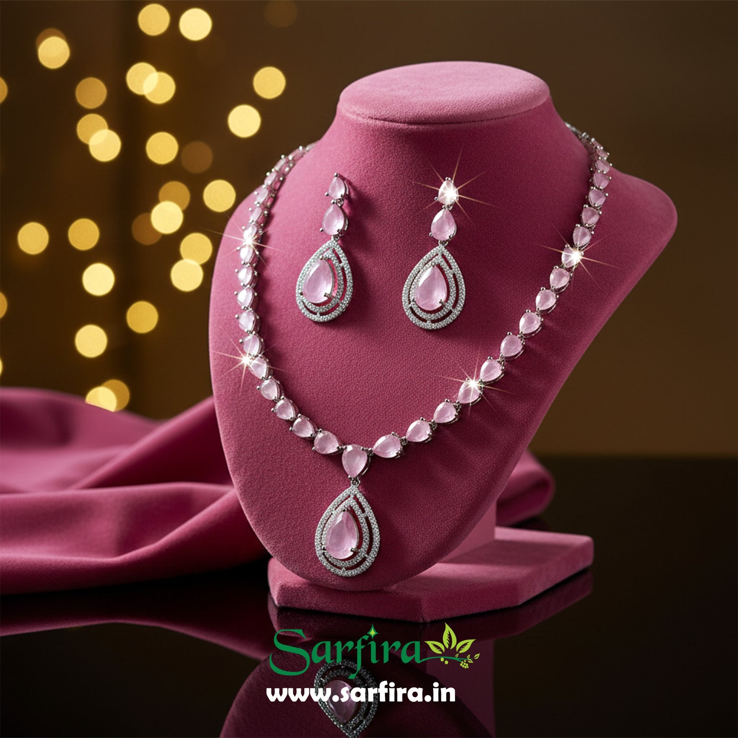 Light Pink Stone Long Drop Set