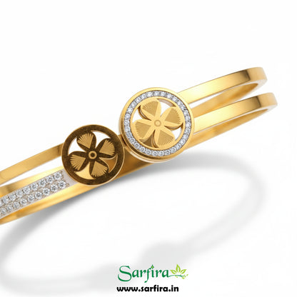 Dual Band Flower Kada Bracelet