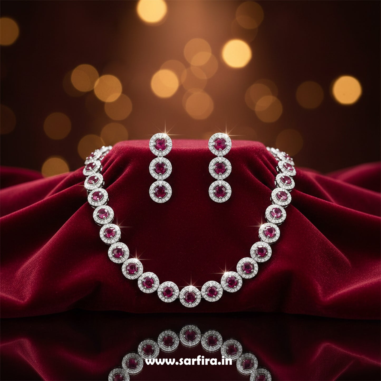 Red Stone AD Round Choker Necklace