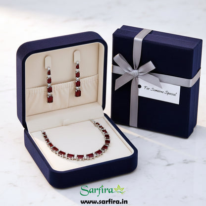 Red Stone Large Drop Party Wear & Bridal Necklace