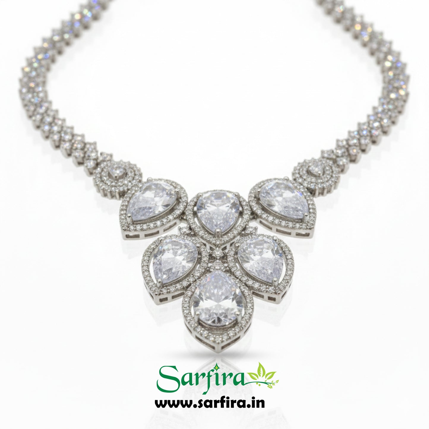 White Crystal Bridal Necklace Set for Women – Wedding & Party Jewelry