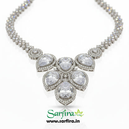 White Crystal Bridal Necklace Set for Women – Wedding & Party Jewelry