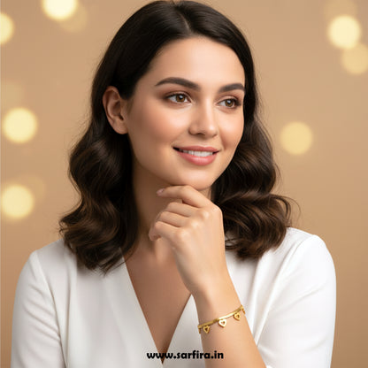 Open Heart Charm Snake Chain Bracelet