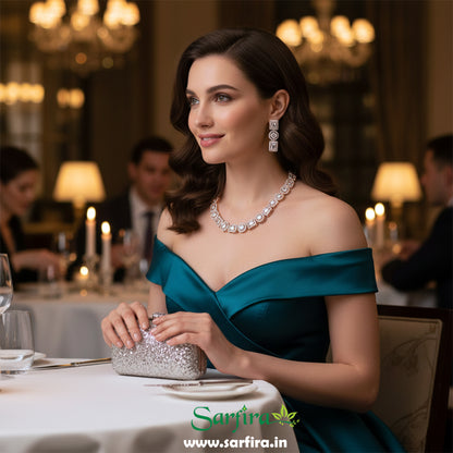 Rose Gold AD Geometric Necklace