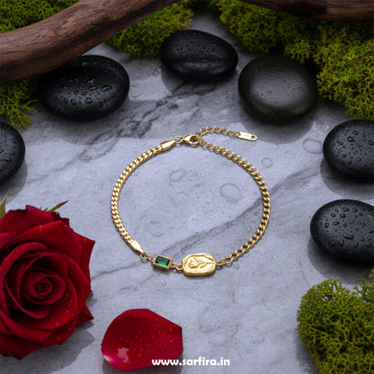 Green Stone Gold Flower Bracelet