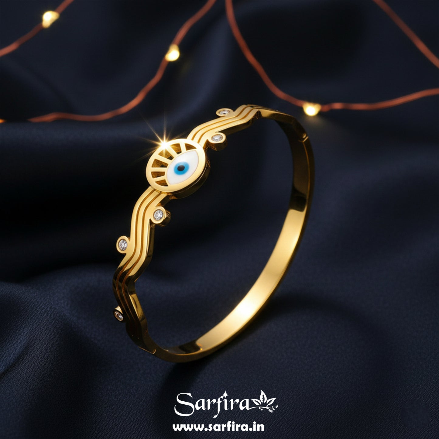 Evil Eye Wavy Kada Bracelet