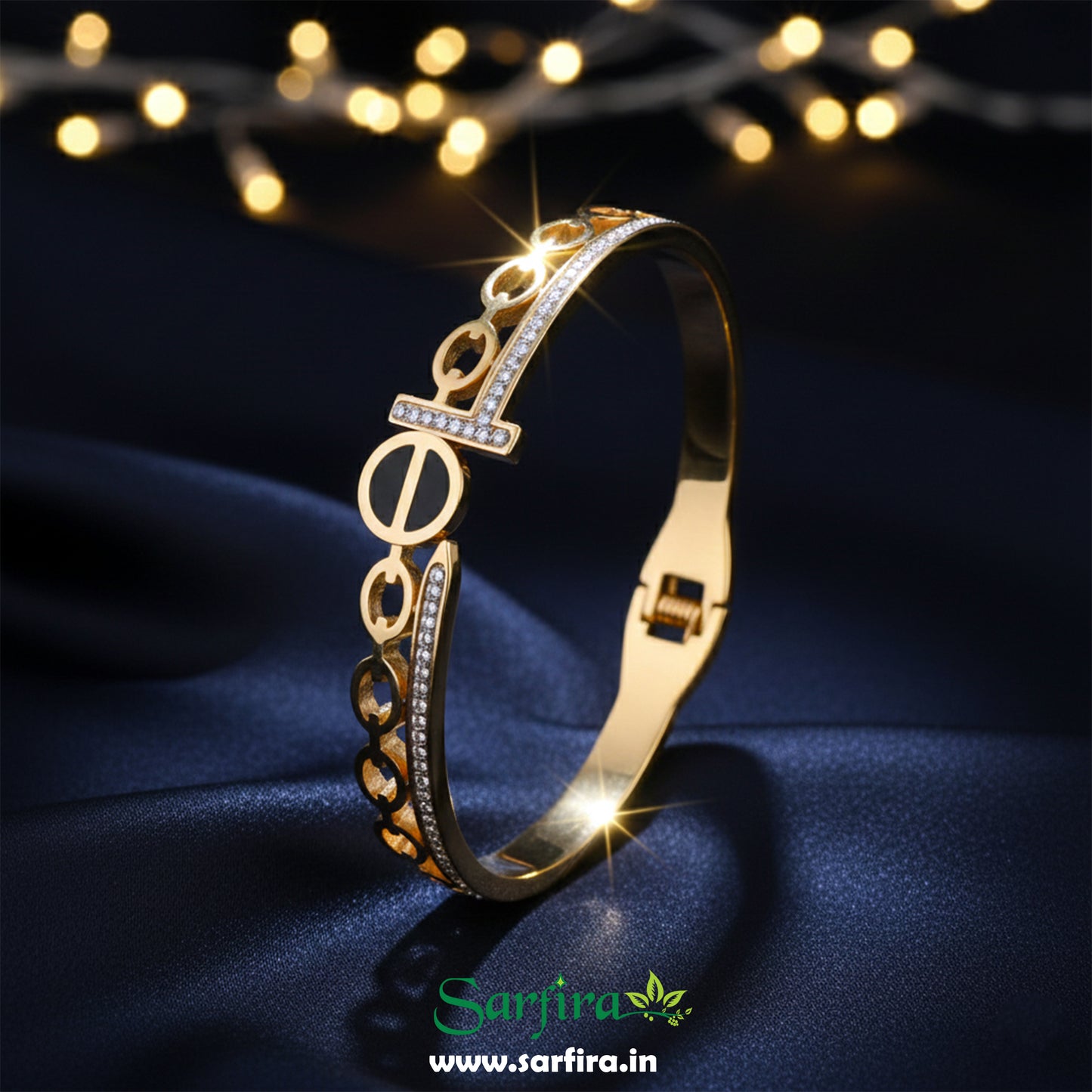 Black Enamel Link Kada Bracelet