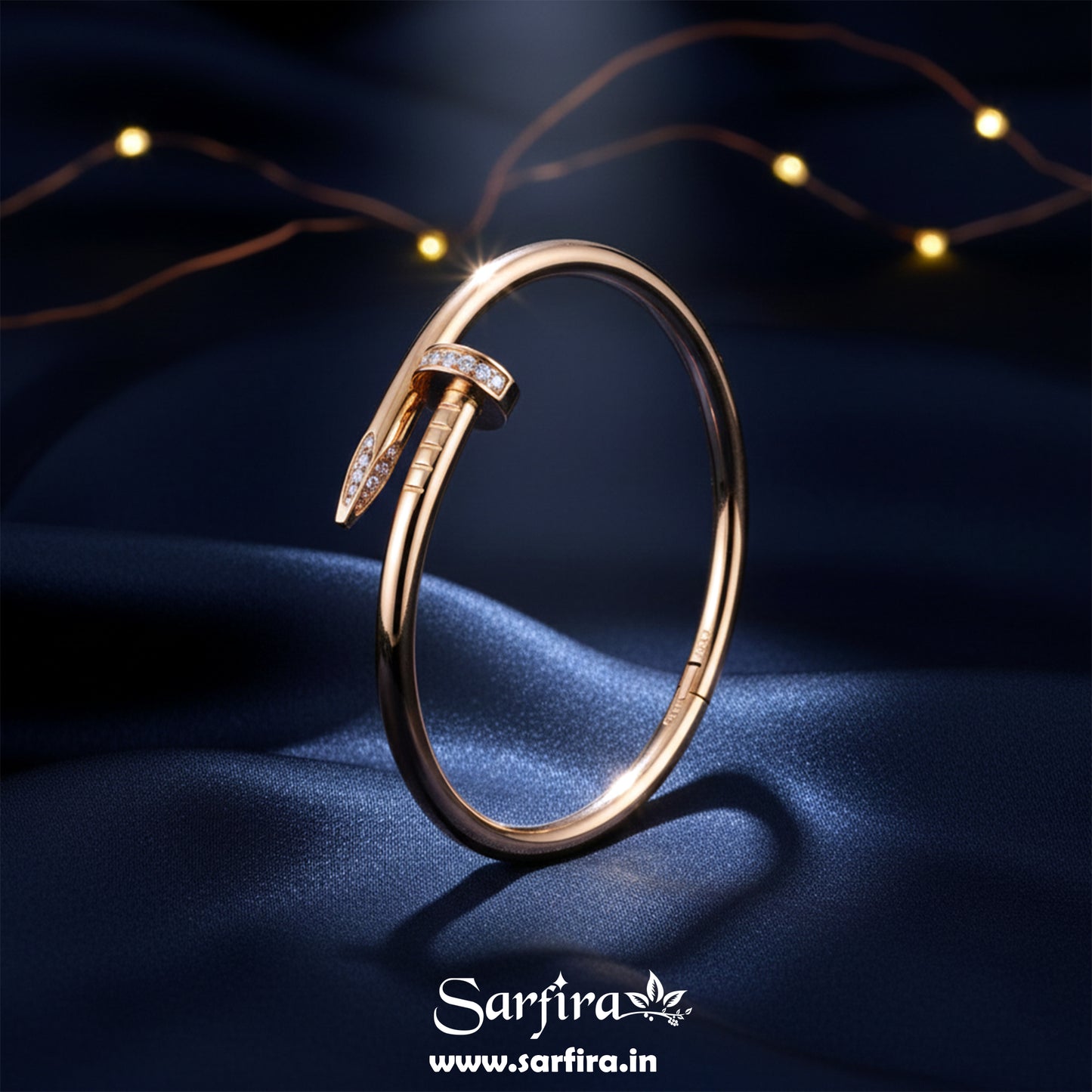 Gold CZ Studded Nail Kada Bracelet