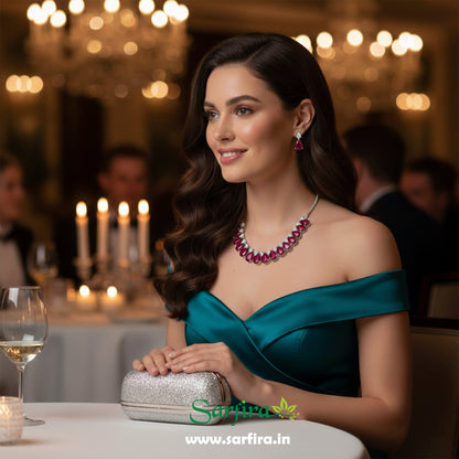 Red Stone Tear Drop Choker Necklace