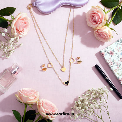 Heart Chain Necklace & Stud Set