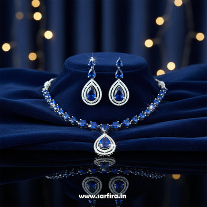 Simple Blue Stone Party & Bridal Necklace