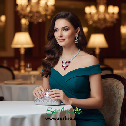 Red Crystal Bridal Necklace Set for Women – Wedding & Party Jewelry