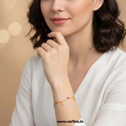 Infinity & Red Bead Snake Chain Bracelet