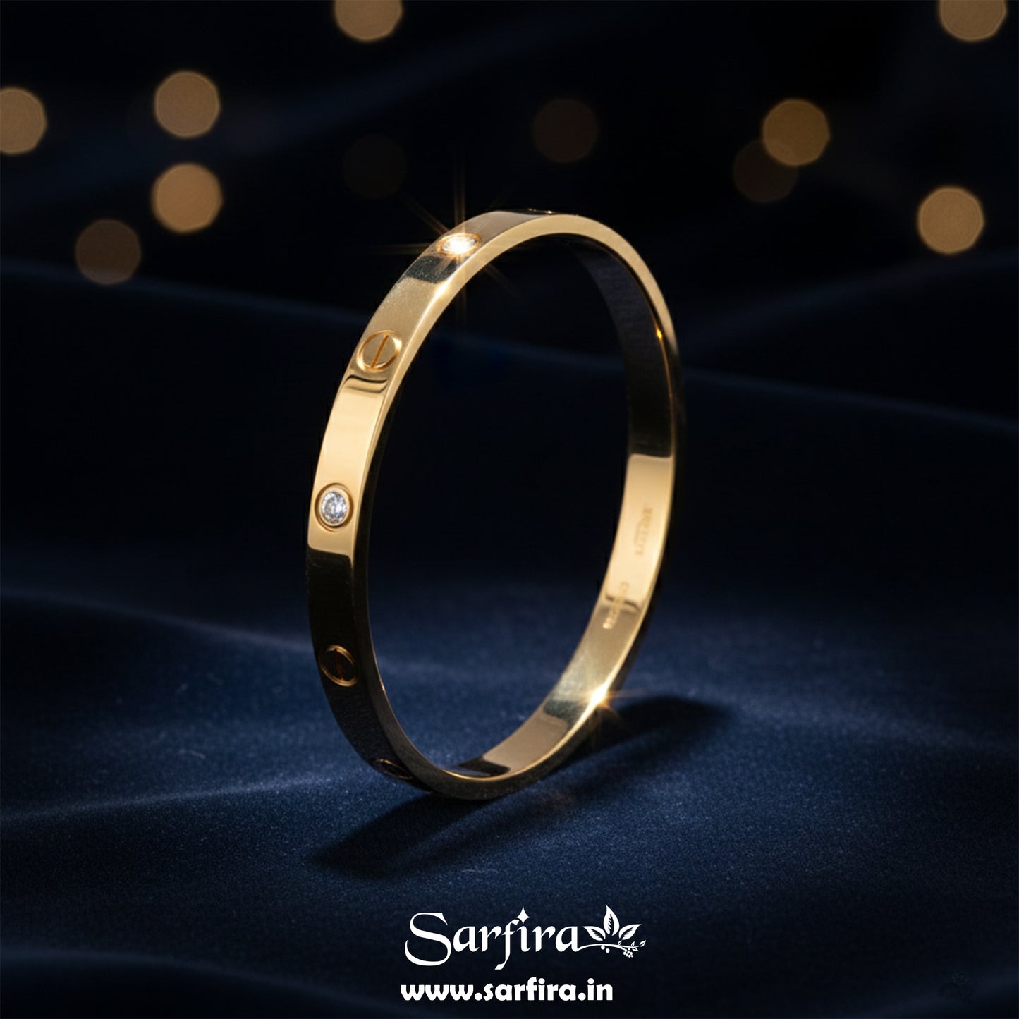 Screw Detail Stone Kada Bracelet