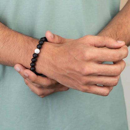 Atarangi Black & White Beaded Couple Bracelet Set – Pack of 2 Matching His & Her Bracelets