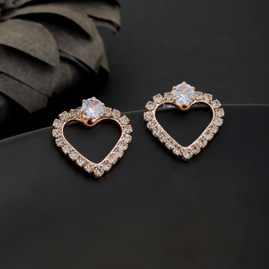 Heart Diamond Stud Earrings