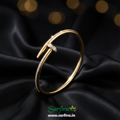 Gold CZ Studded Nail Kada Bracelet