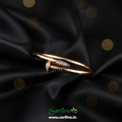 Gold CZ Studded Nail Kada Bracelet