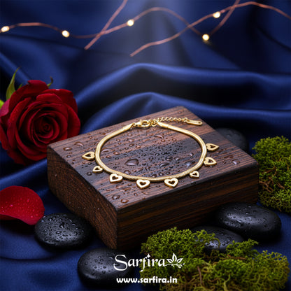 Open Heart Charm Snake Chain Bracelet