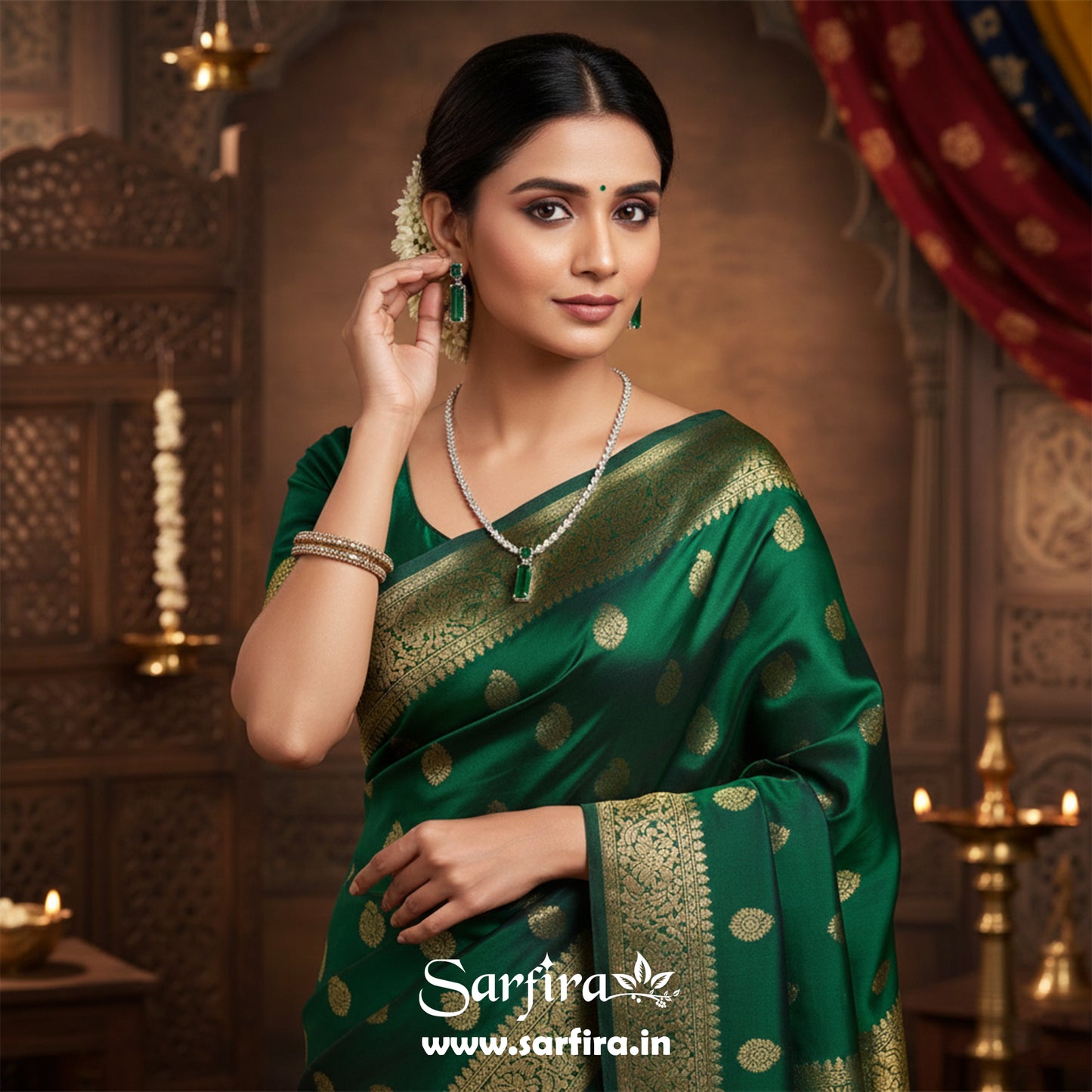 Green Stone Rectangle Shape Necklace