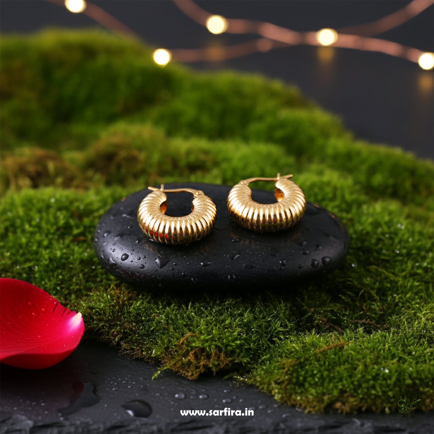 Gold Textured Dome Hoop Earrings