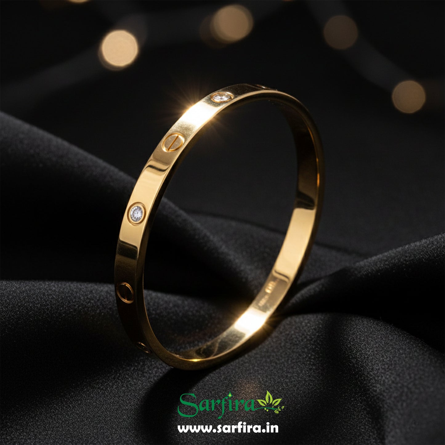 Screw Detail Stone Kada Bracelet