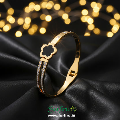 Black Flower Split Band Kada