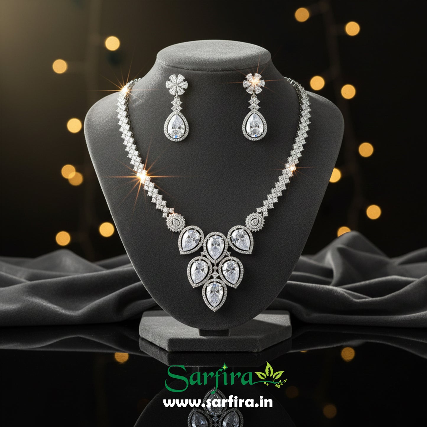 White Crystal Bridal Necklace Set for Women – Wedding & Party Jewelry