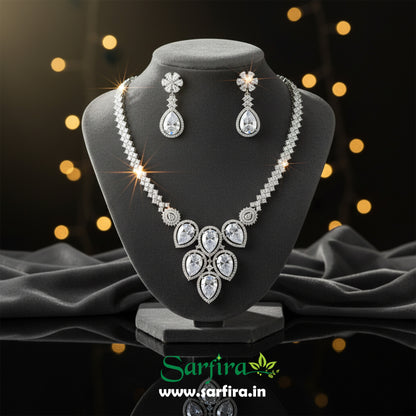 White Crystal Bridal Necklace Set for Women – Wedding & Party Jewelry