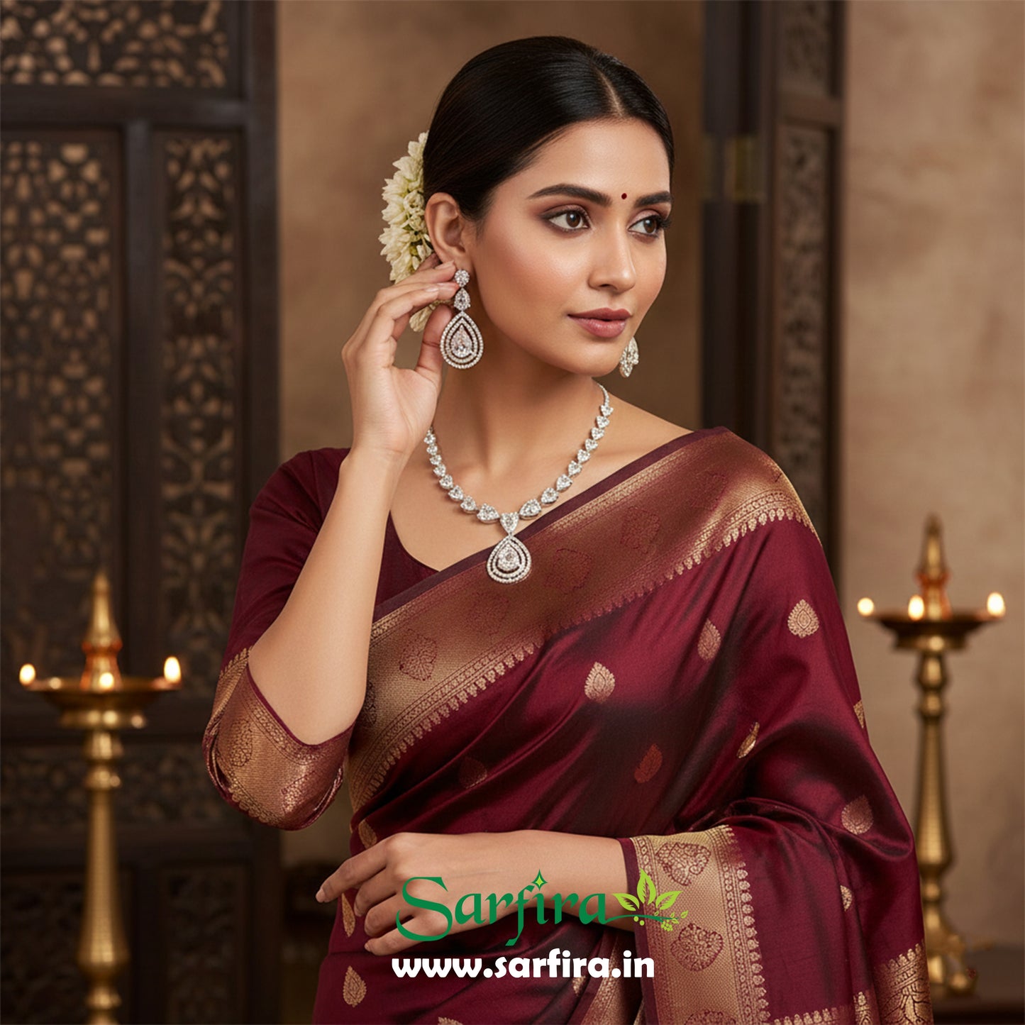 White Stone Bridal Necklace Set with Earrings – Elegant Wedding & Party Jewelry