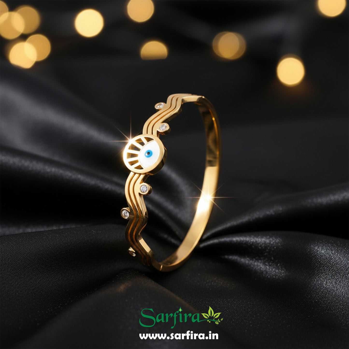 Evil Eye Wavy Kada Bracelet