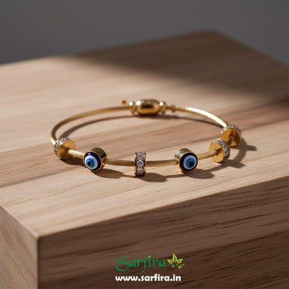 Evil Eye Beaded Cable Kada Bracelet